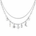 Starlight Silver Charm Double Necklace