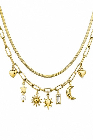 Starlight Gold Charm Double Necklace