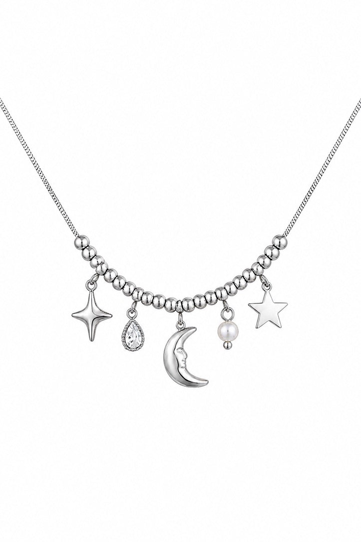 Starlight Silver Beaded Necklace