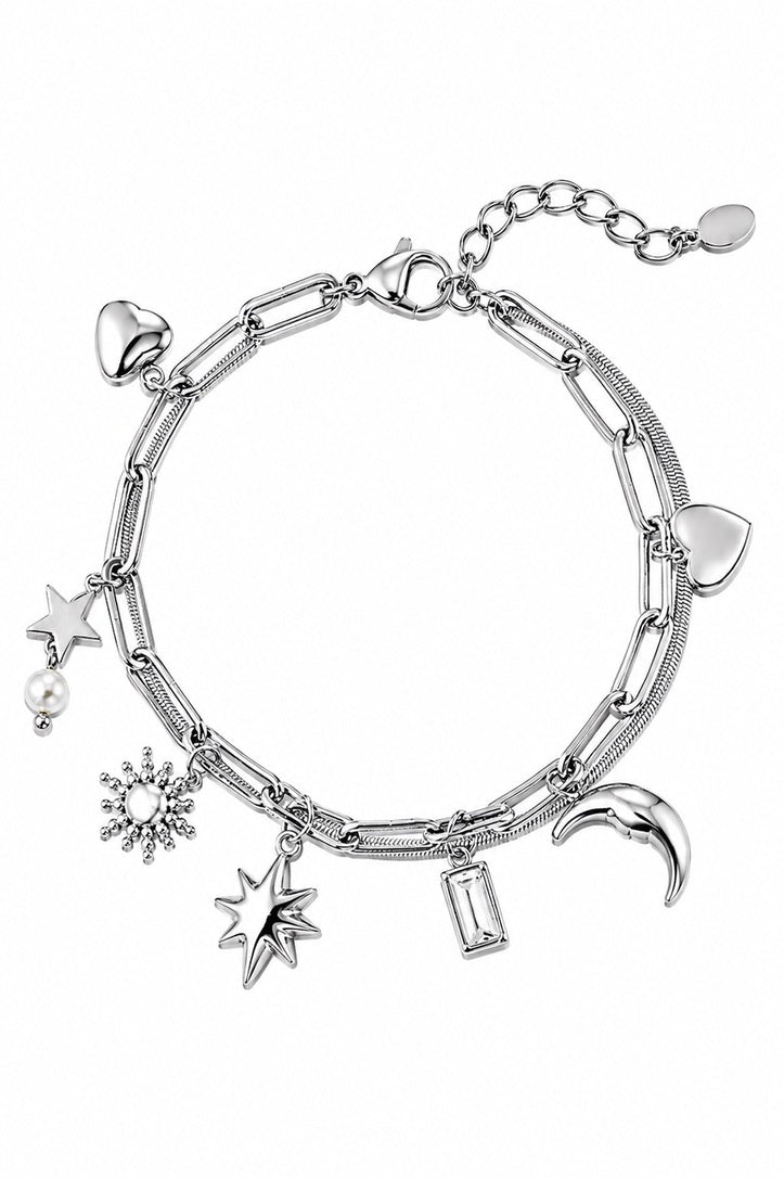 Starlight Silver Charm Double Bracelet