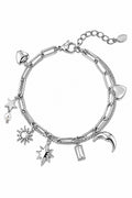 Starlight Silver Charm Double Bracelet