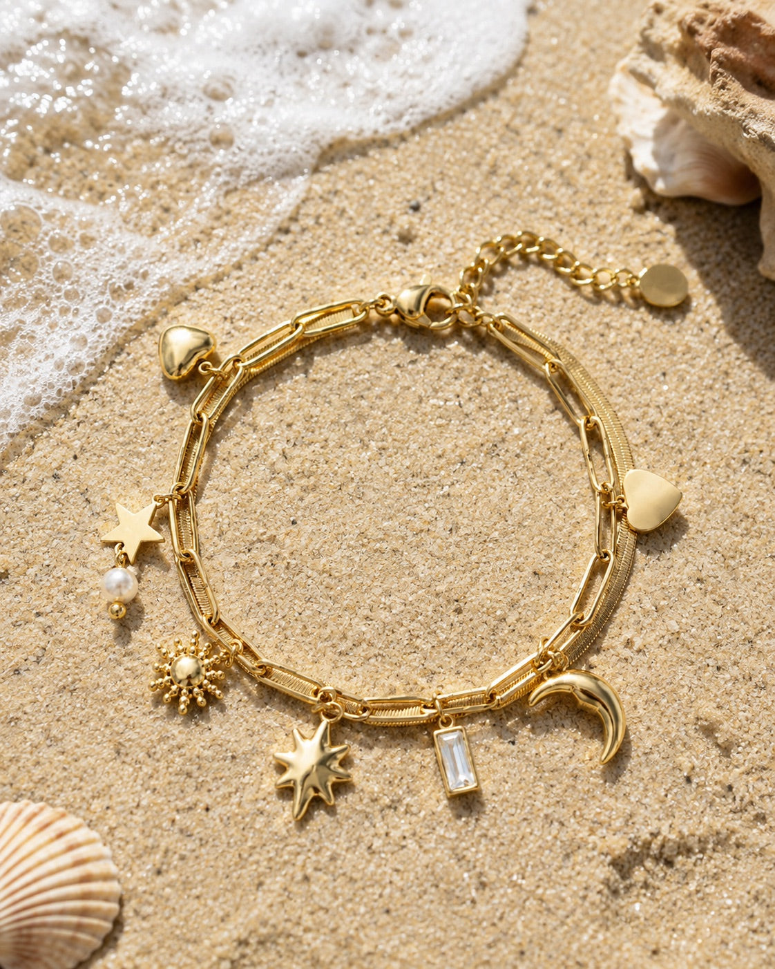 Starlight Gold Charm Double Bracelet