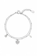 Aaliyah Silver Double Charm Bracelet