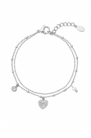 Aaliyah Silver Double Charm Bracelet