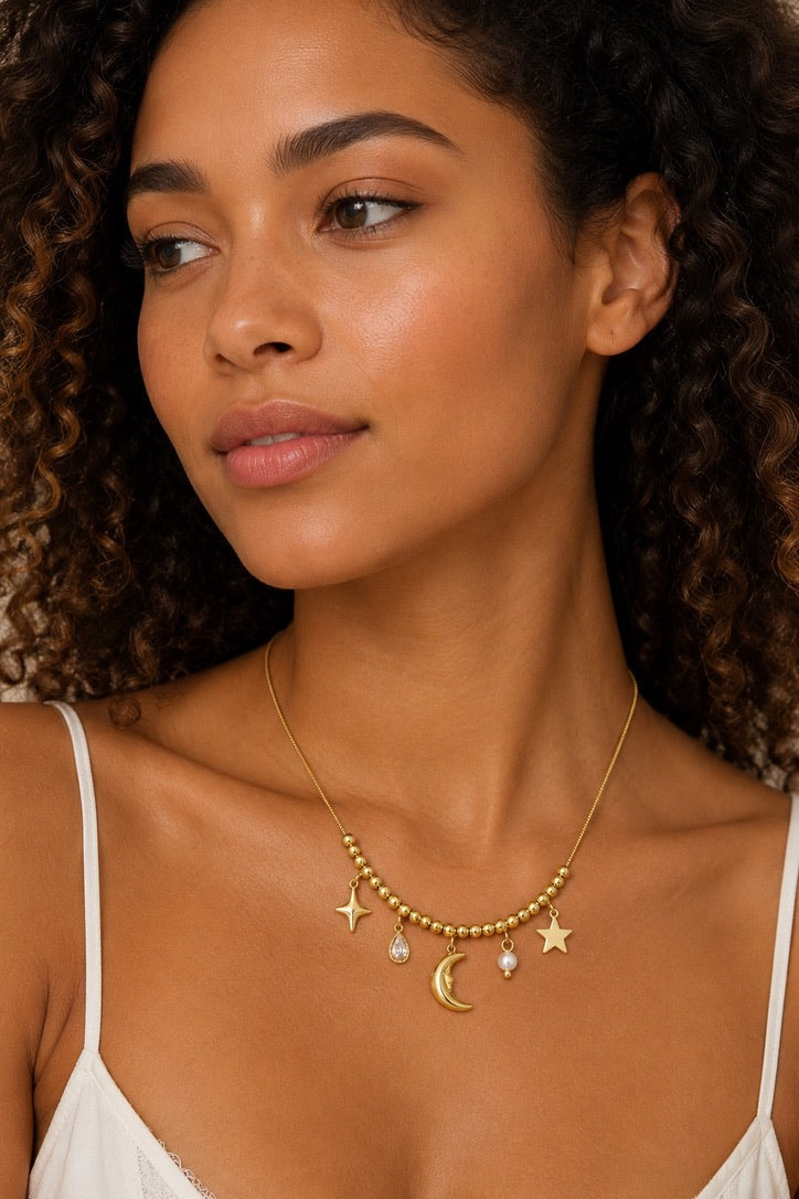 Starlight Gold Beaded Necklace