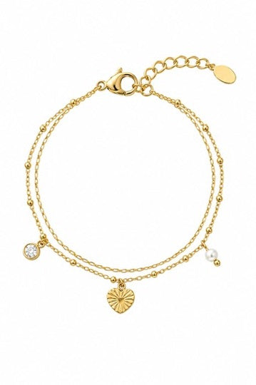 Aaliyah Gold Double Charm Bracelet