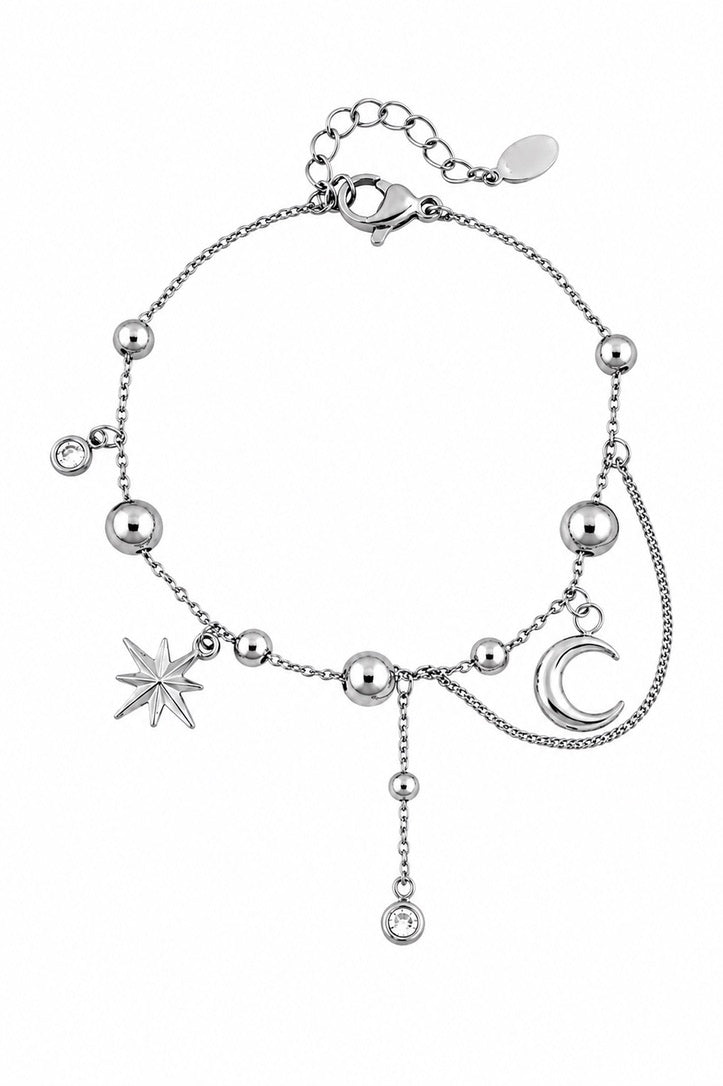 Celestial Silver Beaded Bracelet