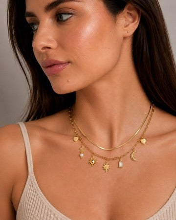Starlight Gold Charm Double Necklace