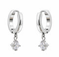 Silver Solitaire Cubic Zirconia Drop Hoops